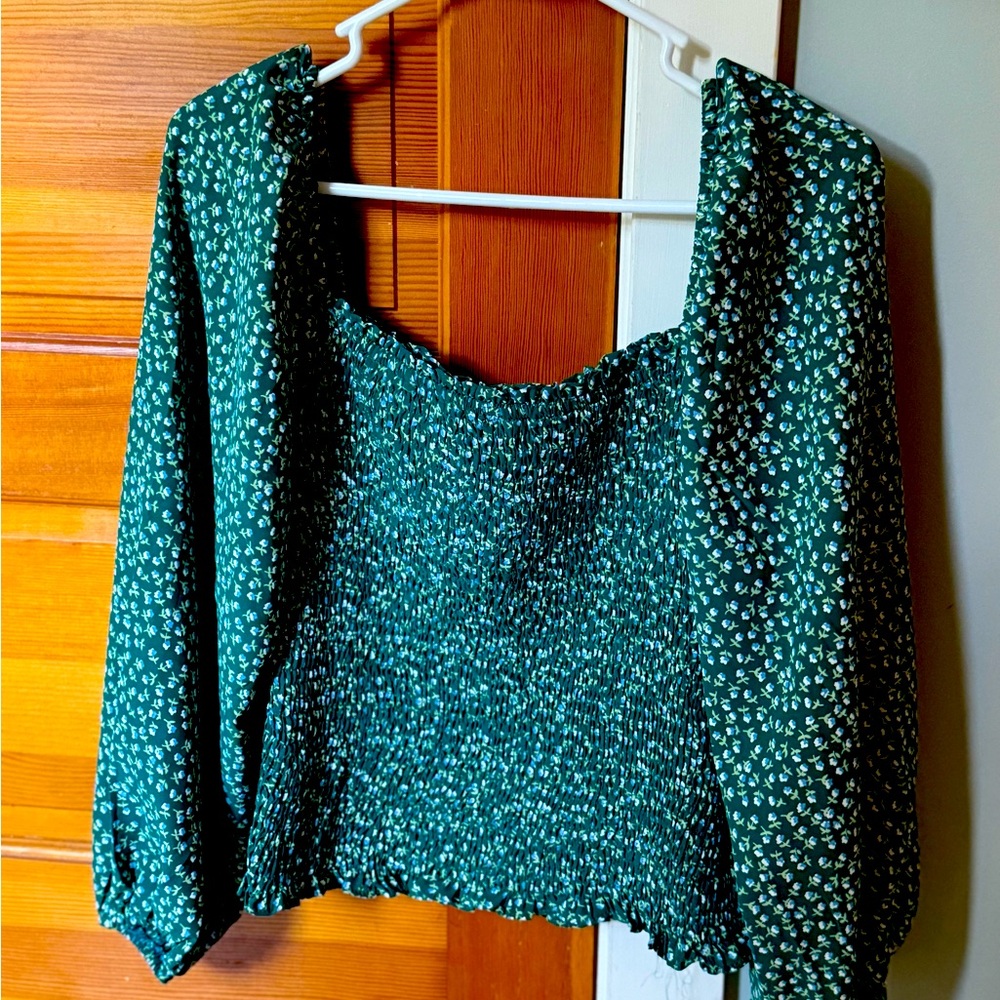 Sea green floral blouse